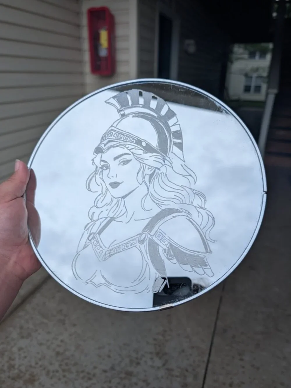 Hand Engraved Athena Mirror Greek Goddess Decor